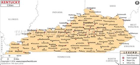 Cities In Kentucky Kentucky Cities Map