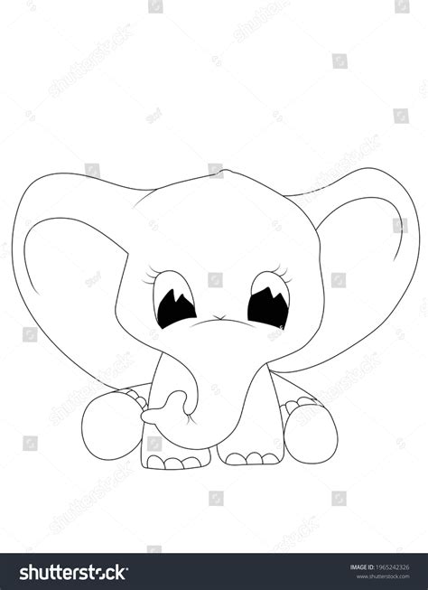 Baby Elephant Coloring Pages Printable Stock Illustration 1965242326