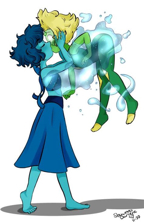 lapislázuli and peridot water kiss steven universe lapis steven universe lapidot steven