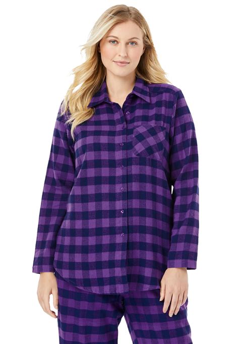 Dreams And Co Dreams And Co Womens Plus Size Flannel Snap Front Pajama Shirt Pajamas Walmart
