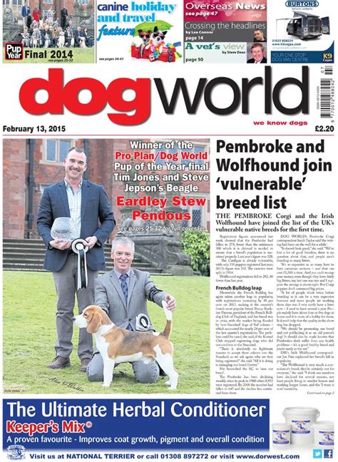 This Weeks Dog World Newspaper Feb 13 Dogs News Newspaper Dogs