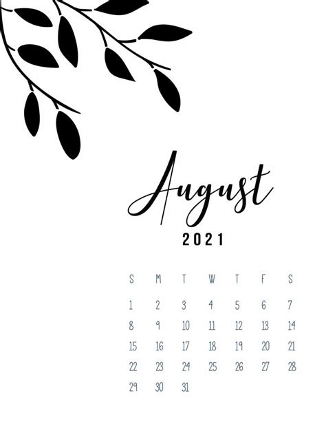 Free Printable 2021 Calendar Botanical World Of Printables Free