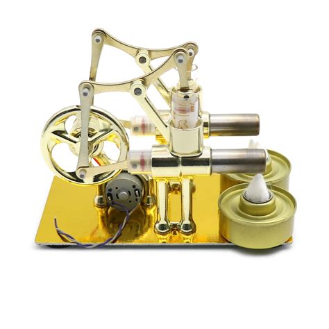 Double Cylinders Hot Air Stirling Engine Model Generator Motor Steam