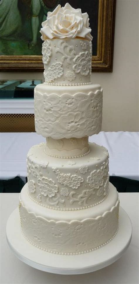 ivory lace wedding cake decorated cake by deborah cakesdecor