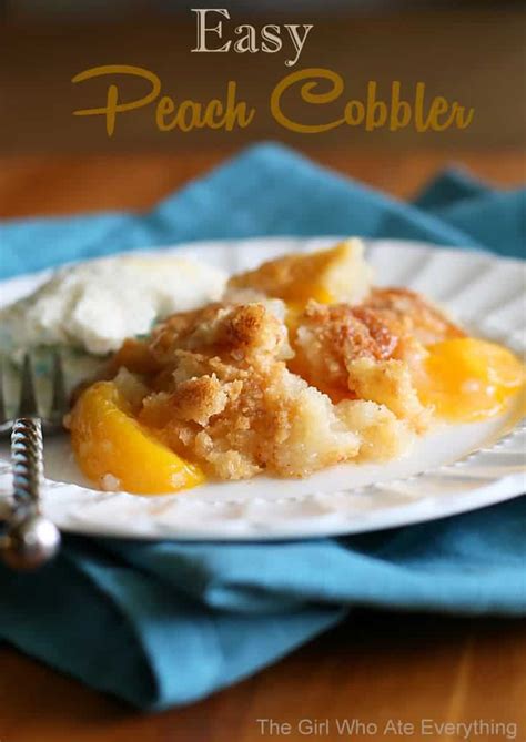 The crust does vary by dessert, and for this peach cobbler we use a biscuit (or scone) dough. Easy Peach Cobbler
