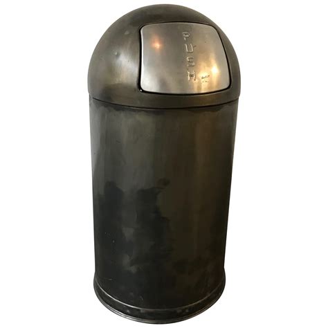 Industrial Brushed Gunmetal Steel Bullet Trash Can For Sale At 1stdibs
