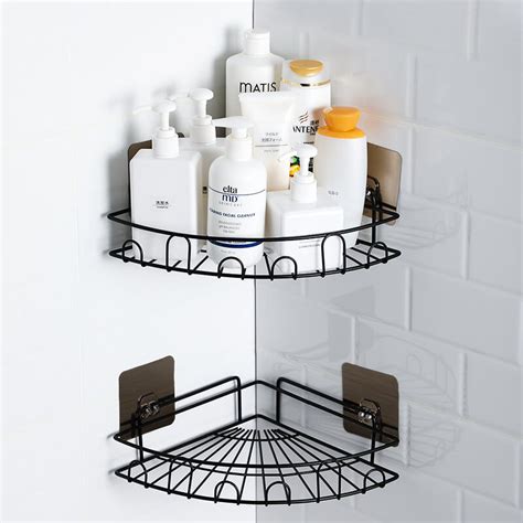 Drill Free Corner Shower Caddy With Hooks Homewhis
