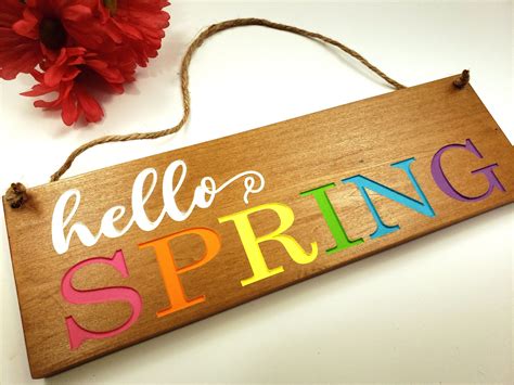 Hello Spring Welcome Sign Spring Door Decor Hello Spring Etsy Hello