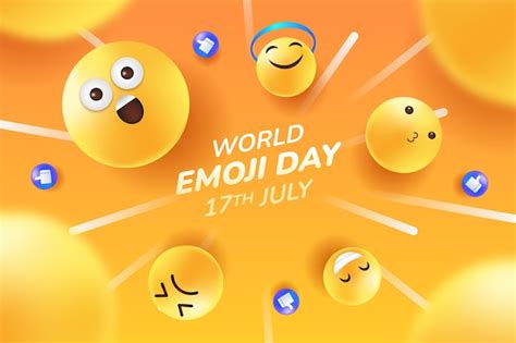 Free Vector Gradient World Emoji Day Background With Emoticons