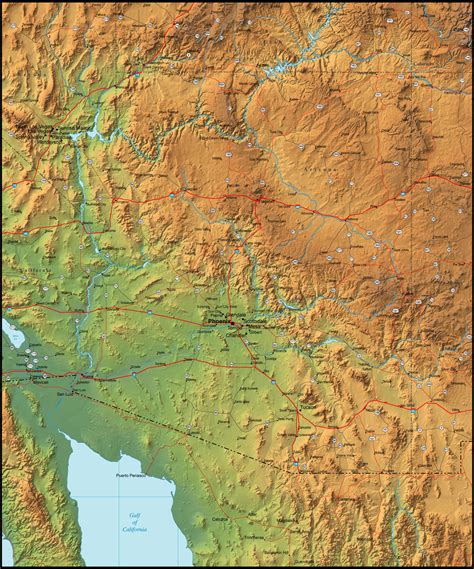 Map Of Arizona And The Surrounding Region