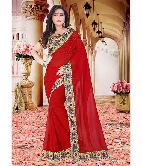 sareeshop designer sarees red georgette saree buy sareeshop designer sarees red georgette