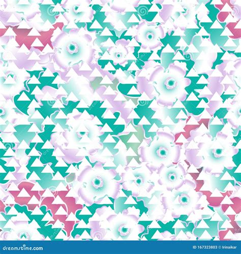 Combined Geometric And Floral Vector Seamless Pattern Hand Drawn