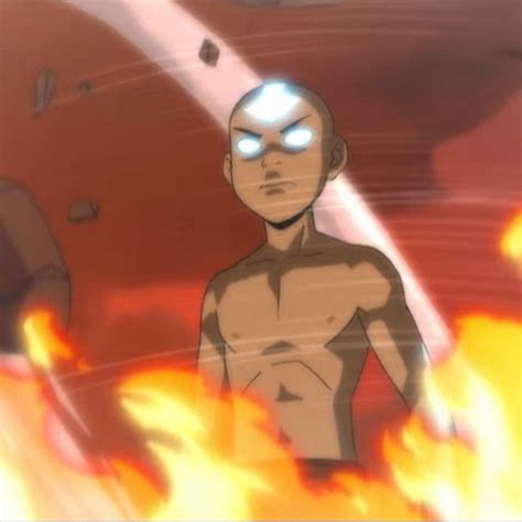 Avatar Aang In The Avatar State In An Elemental Sphere And Hovering
