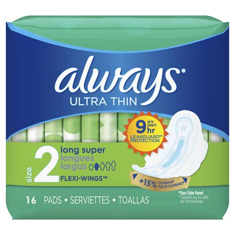 ALWAYS Ultra Thin Size 2 Super Pads With Wings Unscented, 16 Count - Walmart.com