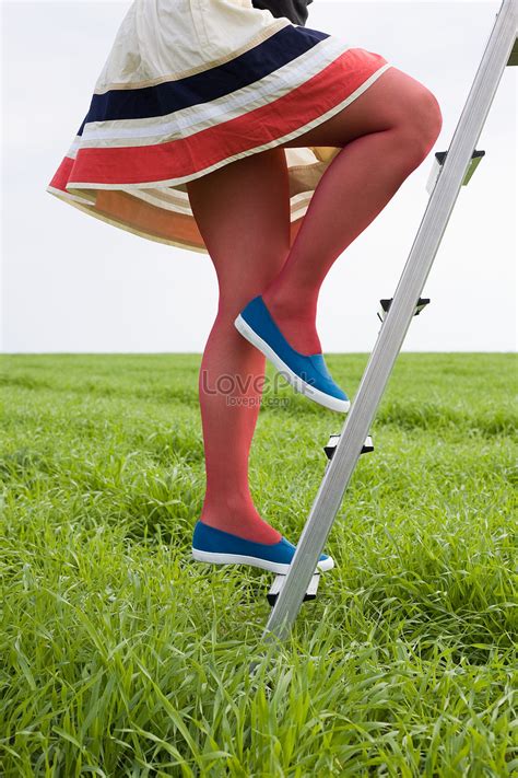 woman in skirt climbs the ladder picture and hd photos free download on lovepik