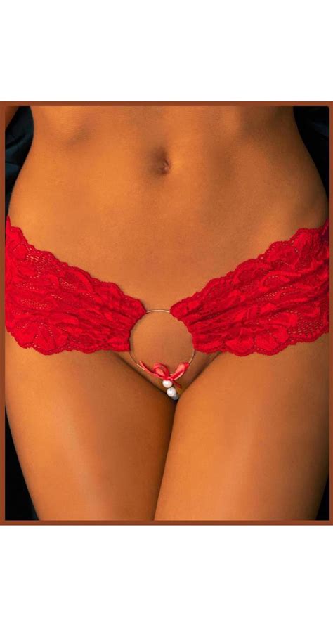 huge ring front beaded crotchless panties