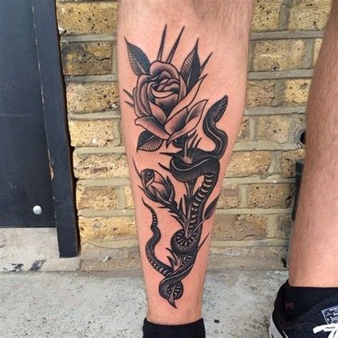 Along with the meanings associated with the sword, adding a coiled viper, cobra, or other snakes in the design can also symbolize pride, defense, rebirth, and fertility. scottmove: Rose and snake on the shin. Thanks again. (at ...