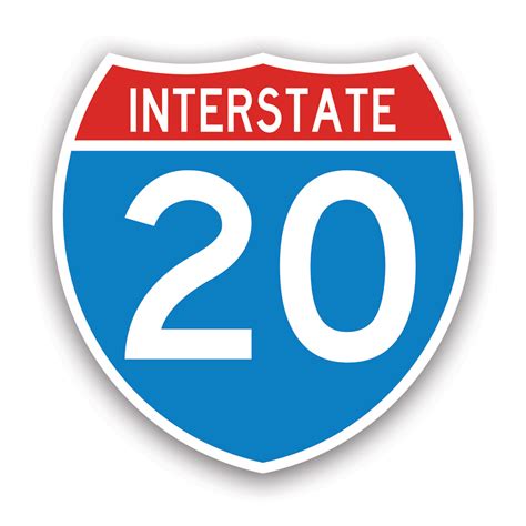 Interstate 20 Highway Sign Sticker Decal Self Adhesive Vinyl