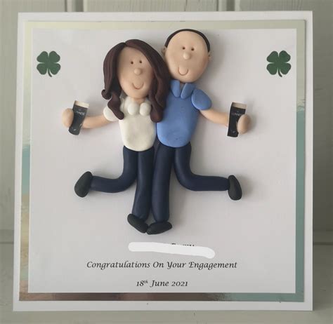Personalised Engagement Card Personalised Figures By Hot Dough Creations