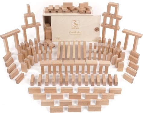 Creablocks Wooden Blocks Basic Package 156 Natural Wooden Toy Blocks