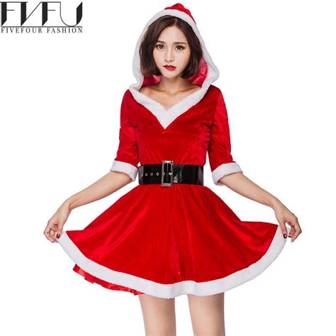 Fashion 2017 Christmas Dress Women Winter Holiday Redgreen Hoody Christmas Cosplay Costumes