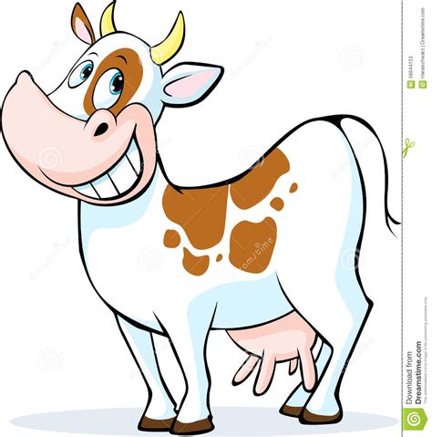 Funny Cow Cartoon Standing On White Background Stock Vector Image