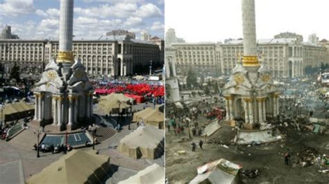 Before And After Ukraines Independence Square Itv News