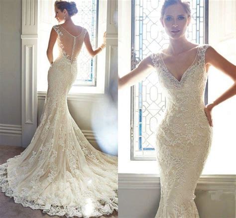 Attractive wedding gowns bridal dresses popular vintage. Vintage Ivory Lace Bridal Gowns Long Mermaid Wedding ...