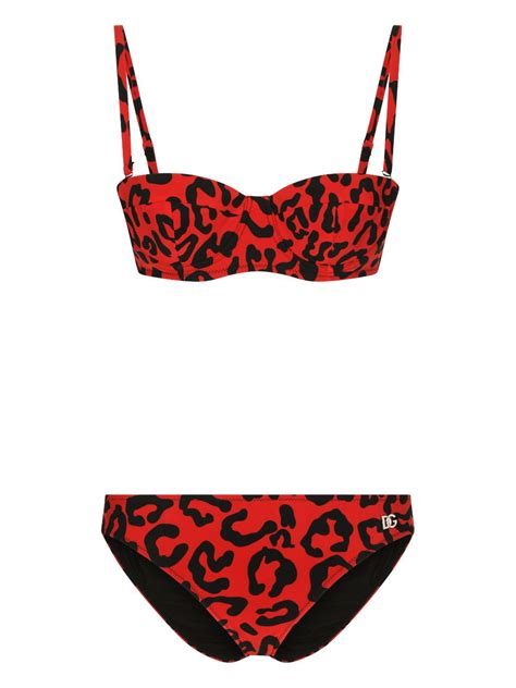 Dolce And Gabbana Leopard Print Bikini Set Farfetch