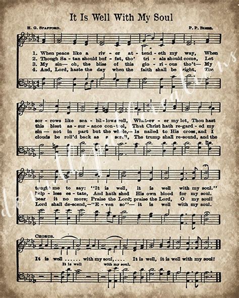 It Is Well With My Soul Print Printable Vintage Sheet Music Instant