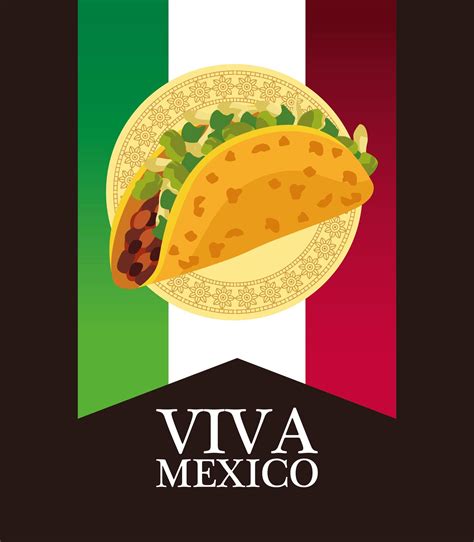 Viva Mexico Lettering And Mexican Food Poster With Taco In Flag 2524915