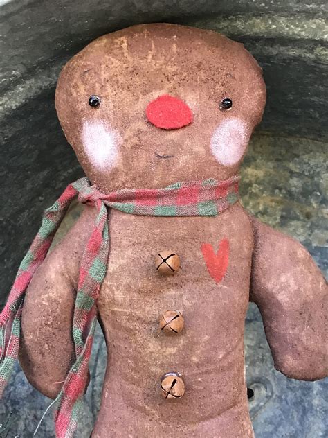 Gingerbread Man Handmade Christmas Doll Handmade Christmas Primitive