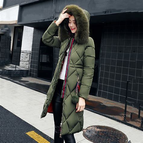 Korean Style Women Winter Coat Fashion All Match Hooded Down Fur Collar Jacket Thick Warm Cotton