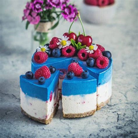 Blue Spirulina Vegan Cake Coconut Blue Spirulina And Raspberry