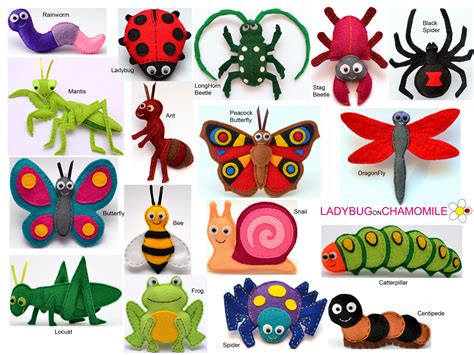 Insects Bugs Felt Ornaments Toys Magnets Cake Toppers Etsy Monster