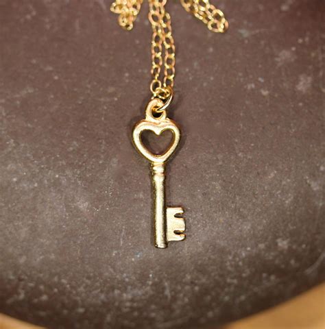 Gold Key Necklace Key To My Heart Tiny Key Necklace Heart Key Lock