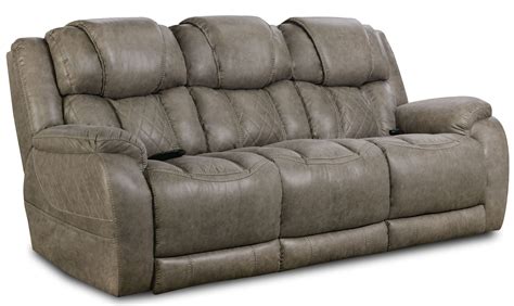 Homestretch Gray Double Reclining Power Sofa Colders Milwaukee Area