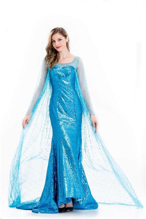 Christmas Party Cosplay Elsa Sequins Princess Dress Princess Elsa Costume Adult Snow Grow