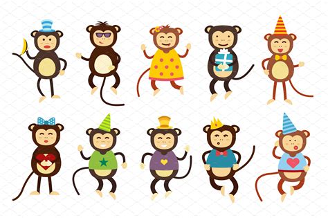 Сartoon Vector Christmas Monkey Custom Designed Illustrations