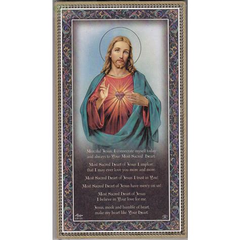 Gold Foiled Wood Prayer Plaque Sacred Heart Of Jesus Crafted In Italy