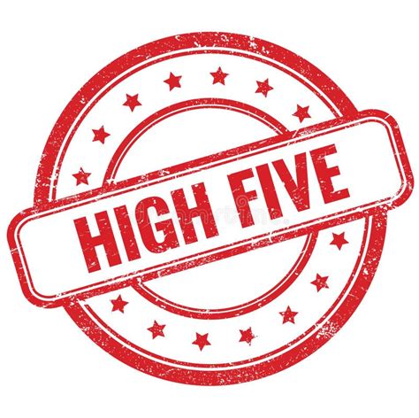 High Five Text On Red Grungy Round Rubber Stamp Stock Illustration