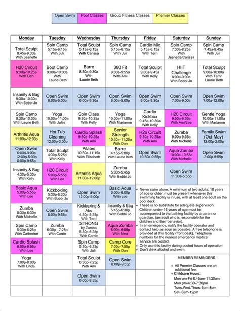Plan spin and cycle classes. Group Fitness Class Schedule | Fitness class, Group ...