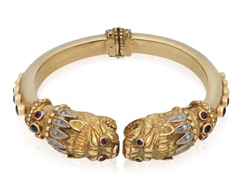 Lalaounis Gold Lions Head Bangle Bracelet Christies Lalaounis Gold