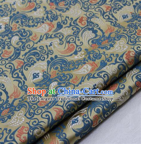 Asian Chinese Traditional Tang Suit Royal Cloud Dragon Pattern Golden