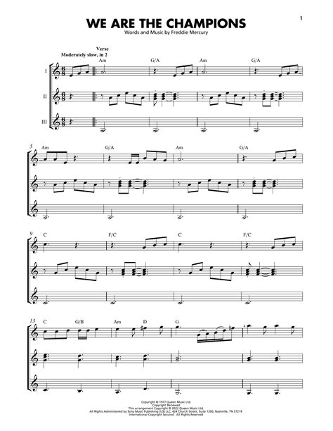 We Are The Champions By Queen Sheet Music For Guitar Ensemble At Sheet