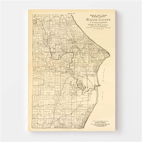 Vintage Map of Racine County, Wisconsin 1893 by Ted's Vintage Art