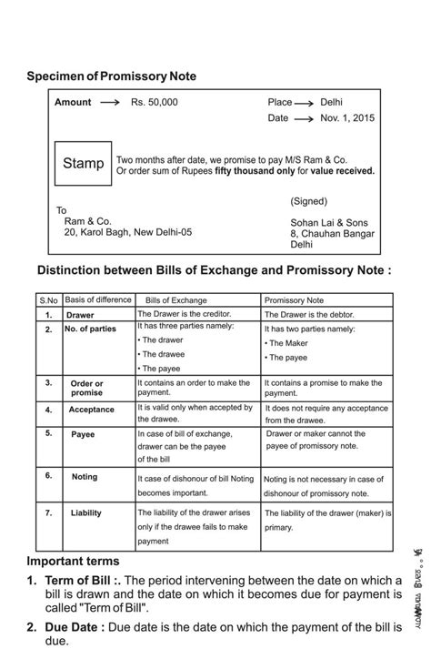 Class 11 Accountancy Accounting For Bills Of Exchange Notes