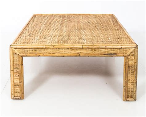 Square Woven Rattan Mid Century Modern Coffee Table At 1stdibs Square