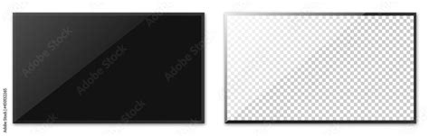 Realistic 3d Blank Tv Screen Set Empty Tv Frame With Reflection And