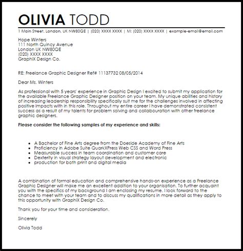 Cover Letter For Graphic Designer Template Business